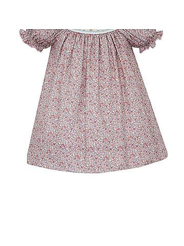 Anavini Girl's Floral Turkey Girl Short Sleeve Smocked Bishop With Insert (view 1)