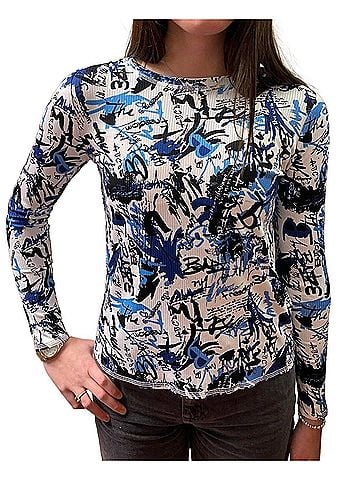 Elliott Lauren Seam Front Perfect Stretch Tee in Blue (view 2)