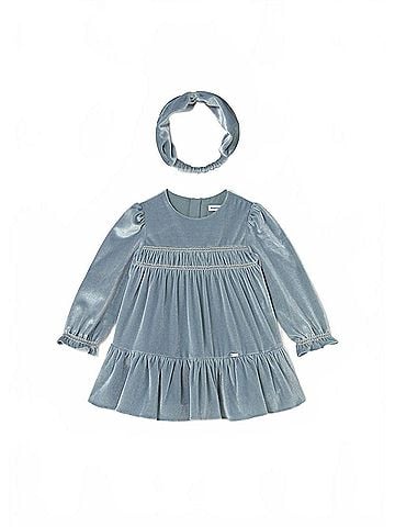 Mayoral Girl's Long Sleeve Velvet Dress With Headband (view 1)