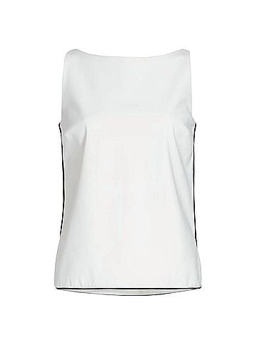 Chiara Boni La Petite Robe Women's Vanesa Piping Sleeveless Blouse in White/Black (view 2)