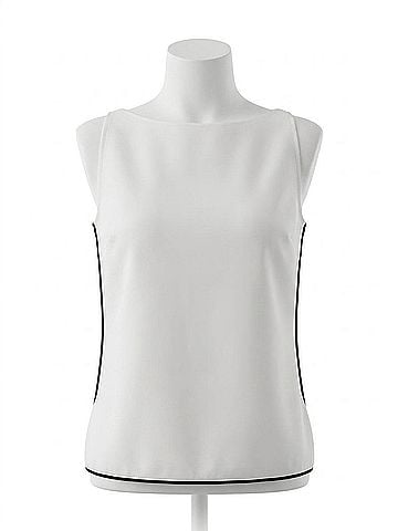 Chiara Boni La Petite Robe Women's Vanesa Piping Sleeveless Blouse in White/Black (view 1)