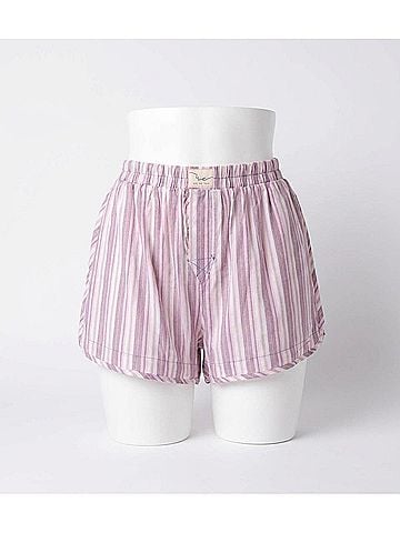 Free People Day To Day Flannel Boxer Shorts in Burgundy Combo (view 1)