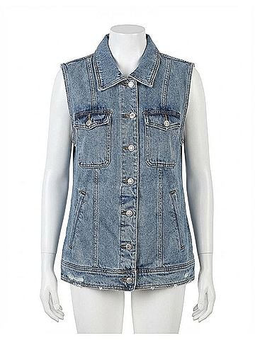 Amanda Uprichard Rhinestone Embellished Button Greyson Denim Vest (view 1)