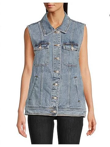 Amanda Uprichard Rhinestone Embellished Button Greyson Denim Vest (view 2)