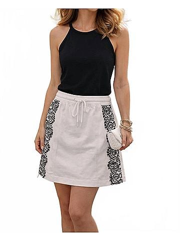 Moschino Mini Skirt With Printed Lace Design (view 2)