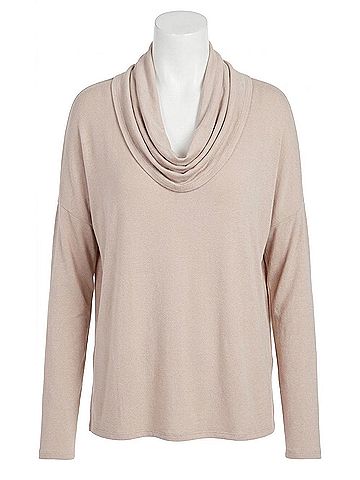 Bobi Draped Neck Top in Sandy (view 1)