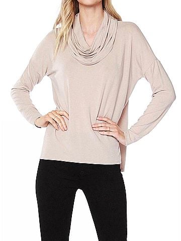 Bobi Draped Neck Top in Sandy (view 2)