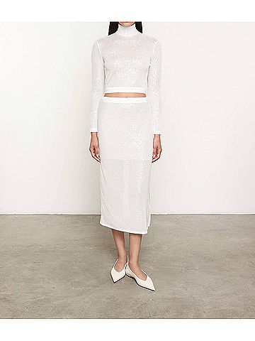 Enza Costa Sequin Skirt in Off White (view 2)