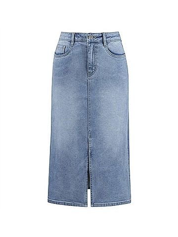 Joseph Ribkoff Knee-Length Denim Skirt in Blue (view 1)