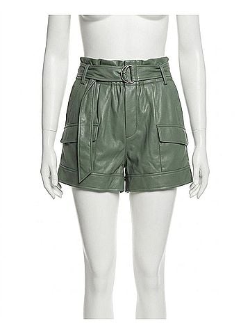 Melissa Nepton Parker Faux Leather Shorts in Sage (view 1)