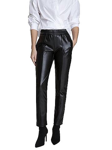 Elliott Lauren Vegan Leather Pant With Seaming in Black (view 2)