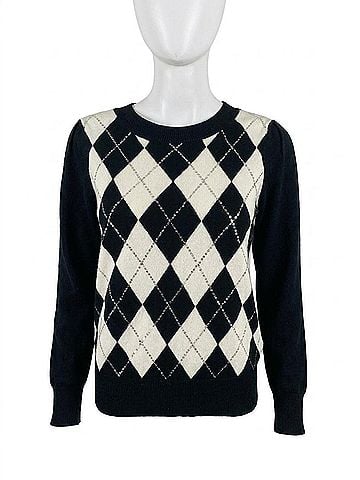 Elliott Lauren Argyle Sweater With Sequins in Black/White (view 1)