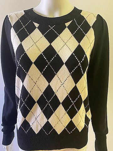 Elliott Lauren Argyle Sweater With Sequins in Black/White (view 2)