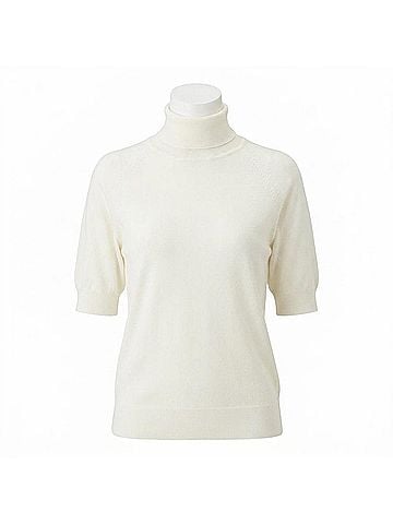 Elliott Lauren Short Sleeve Turtleneck Sweater in White (view 1)