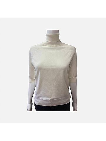 Elliott Lauren Short Sleeve Turtleneck Sweater in White (view 2)