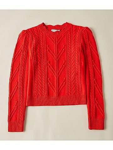 Michael Stars Pia Cable Knit Sweater in Cherry (view 2)