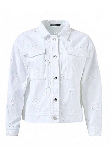 Elliott Lauren Eyelet Denim Jacket in White (view 1)