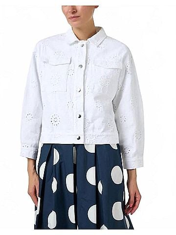 Elliott Lauren Eyelet Denim Jacket in White (view 2)