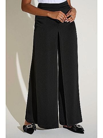 Joseph Ribkoff Front Overlay Wide Leg Pants in Black (view 2)