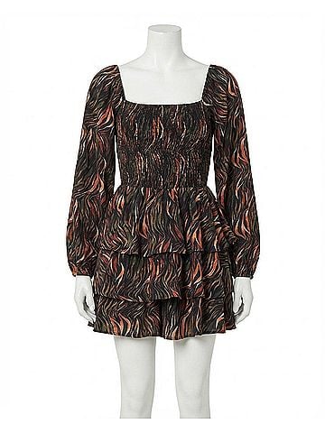 Entro Square Neck Long Sleeve Tiered Romper (view 1)