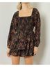 Entro Print Multi Color Square Neck Long Sleeve Tiered Romper Size S - photo 2