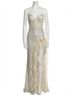 Jovani Solid White Sequin Feather Gown Size 0 - photo 1