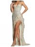 Jovani Solid White Sequin Feather Gown Size 0 - photo 3