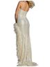 Jovani Solid White Sequin Feather Gown Size 0 - photo 4