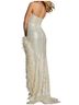 Jovani Solid White Sequin Feather Gown Size 0 - photo 5