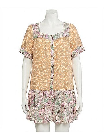 Entro Mixed Print Square Neck Dress - Plus (view 1)