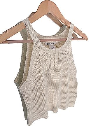 Dillard's Say What Ivory Knit Sleeveless Top (view 1)
