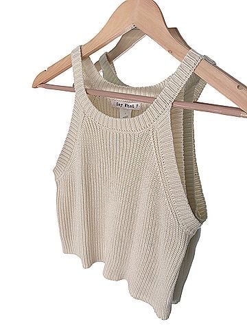 Dillard's Say What Ivory Knit Sleeveless Top (view 2)