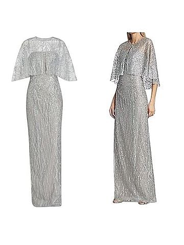 Marchesa Marchesa Notte Strapless Beaded Glitter Maxi Column Gown Cocktail Dress (view 1)