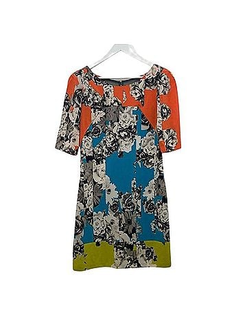 Yoana Baraschi Anthropologie Floral Colorblock Midi Dress Casual Dress (view 1)