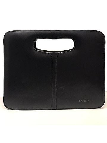 Loewe Loewe embossed leather clutch handbag, black. (view 1)