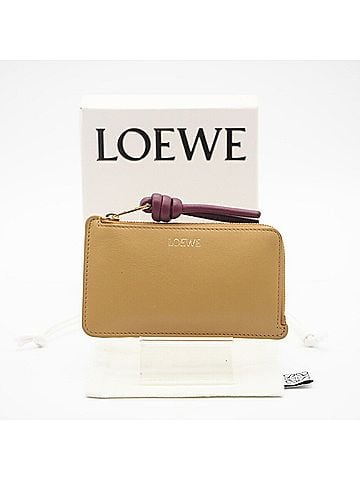 Loewe LOEWE Shiny Napa Calf Knot Coin Card Holder in Sahara Crimson (CEM1Z40X02) - Yellow and Bordeaux Leather for Women (view 2)