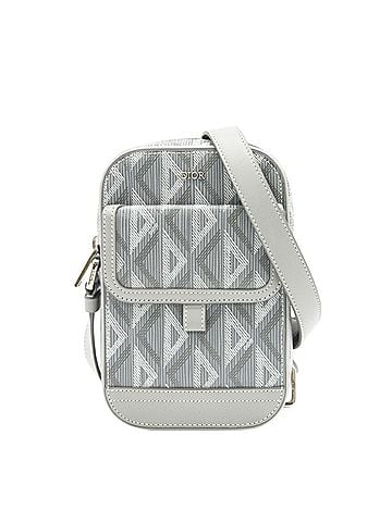 Christian Dior Christian Dior Dior CD Diamond Leather Hit the Road Shoulder Bag 2ESCA415CD Gray and White for Men (view 1)