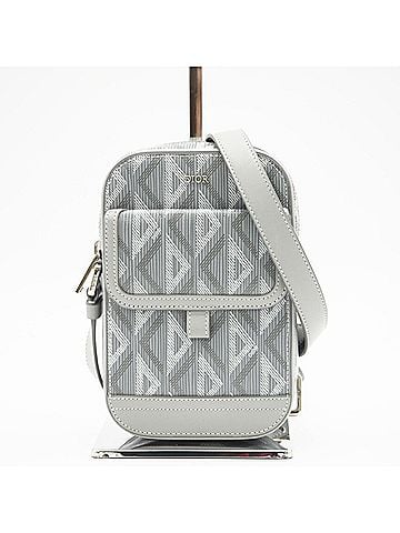 Christian Dior Christian Dior Dior CD Diamond Leather Hit the Road Shoulder Bag 2ESCA415CD Gray and White for Men (view 2)