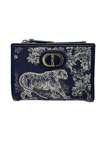 Christian Dior Christian Dior Dior Toile de Jouy Reverse Jacquard 30 Montaigne Dahlia Wallet S2197UNJR_M928, Bifold in Navy and White Cotton Leather, Women's (view 1)
