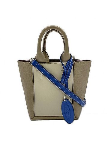 Tod's Tod's TOD’S Leather Double Up Mini Bag XBWCLNA01TLN2B2L02 2-way Handbag Beige Blue Women's (view 1)