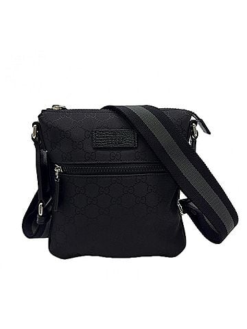 Gucci GUCCI GG Nylon Messenger Bag 449183 Shoulder Black Gray Leather Men's (view 1)