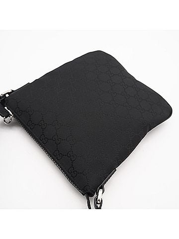 Gucci GUCCI GG Nylon Messenger Bag 449183 Shoulder Black Gray Leather Men's (view 2)