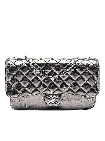 Chanel Medium Metallic Crackled Calfskin Clams Pocket Flap (view 1)