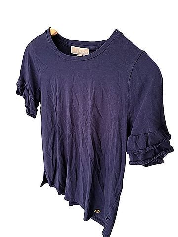Michael Kors navy ruffle Short Sleeve Blouse (view 2)