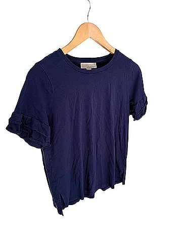 Michael Kors navy ruffle Short Sleeve Blouse (view 1)