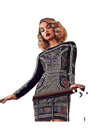 Bebe Beaded Sequin Crepe Dress Cocktail Dress (view 1)
