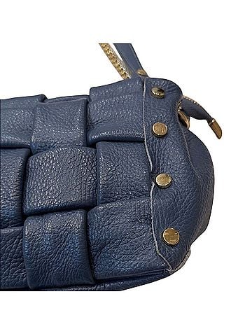 Valentina Valentina Fiore Blue Handmade ltalian Leather? Handbag Leather Shoulder Bag (view 2)