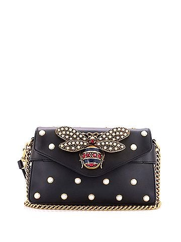 Gucci Broadway Pearly Bee Shoulder Bag Embellished Leather Mini (view 1)