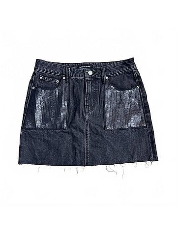 Lucky Brand Sequin Pocket Denim Skirt in Black (view 1)