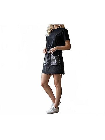Lucky Brand Sequin Pocket Denim Skirt in Black (view 2)